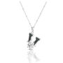 Solid Silver V Initial Necklace With Green Marble, thumbnail 2 of 6