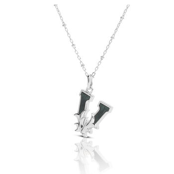 Solid Silver V Initial Necklace With Green Marble, 2 of 6