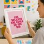 She Believed She Could So She Did Pink Typography, thumbnail 1 of 5