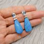 Dainty Blue Topaz And Howlite Earrings, thumbnail 2 of 10