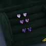 Genuine Amethyst Heart Stud Earrings In Sterling Silver, thumbnail 5 of 12