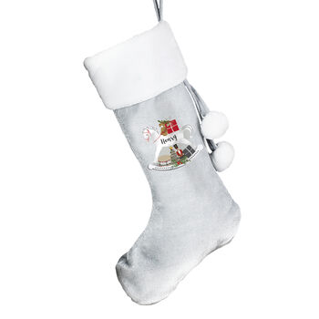 Personalised Rocking Horse Luxury Silver Grey Stocking, 4 of 4