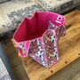 Block Print Quilted Tote Bag, Indian Print Handbag Pink, Black, thumbnail 1 of 10