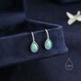 Sterling Silver Green Opal Droplet Drop Hook Earrings, thumbnail 1 of 10