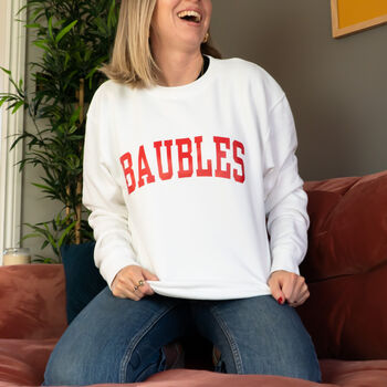 Unisex 'Baubles' Christmas Jumper Sweatshirt, 5 of 12