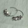 Botanical Leaf Silver Hoop Earrings, thumbnail 1 of 5