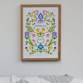 Personalised Folk Floral Children's Wall Art, 2 of 2