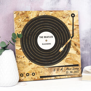 Personalised Our Song Record Print On Wood, 3 of 5