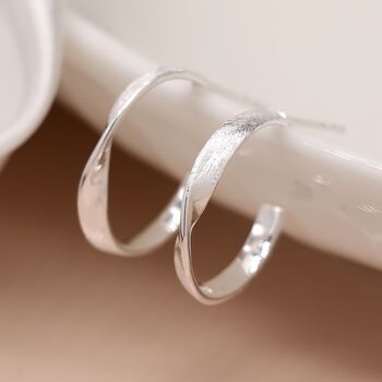 Sterling Silver Twisted Hoop Earrings – 18mm, 3 of 7