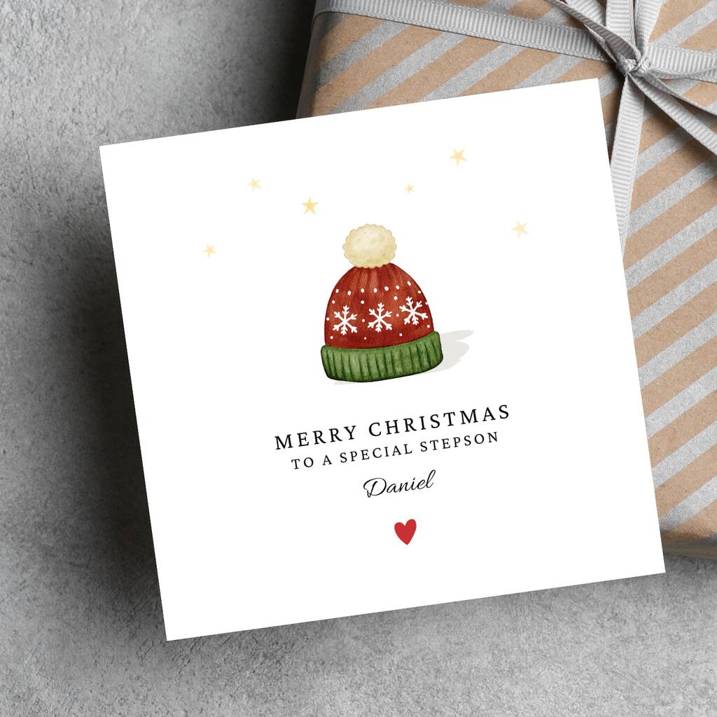 Christmas Card Personalised For A Special Stepson