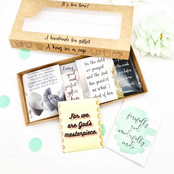 Baby Dedication Tea Gift | New Mum Scripture Tea Gift, 4 of 12