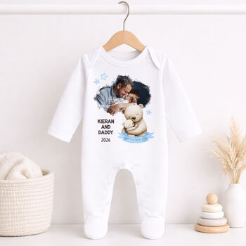 Personalised Father And Son Photo Baby Outfit, 2 of 8
