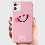 Personalised Pink Smiley Phone Case, thumbnail 1 of 6