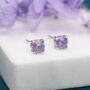 Tiny Cosmic Dust Purple Opal Stud Earrings, thumbnail 2 of 10