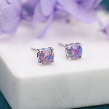 Tiny Cosmic Dust Purple Opal Stud Earrings, 2 of 10