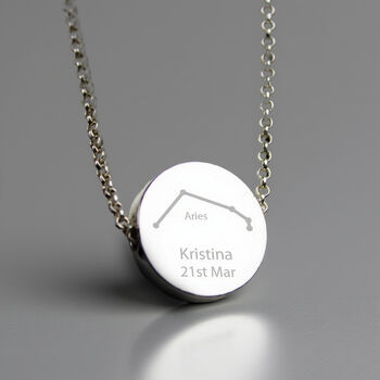 Personalised Aries Zodiac Star Sign Silver Tone Necklace, 4 of 10