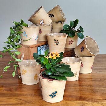 Floral Birthstone Colour Ceramic Handmade Plant Pot, 6 of 9