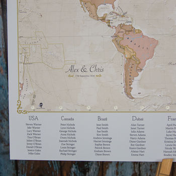 Antique World Map Wedding Table Plan, 4 of 4