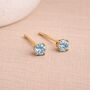 Solid 9ct Gold March Aquamarine Birthstone Stud Earrings – 4mm, thumbnail 1 of 4