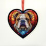 Bulldog Stained Glass Effect Heart Suncatcher, thumbnail 6 of 6