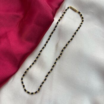 Handmade Black Gold Crystal Beaded Indian Mangalsutra Necklace, 4 of 7