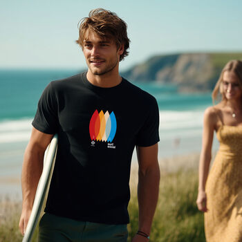 Surfboard Organic Black Beach T Shirt, 4 of 6
