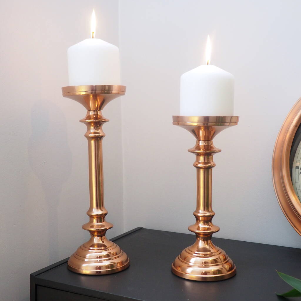 Rose Gold Candle Holder Two Sizes By Za Za Homes
