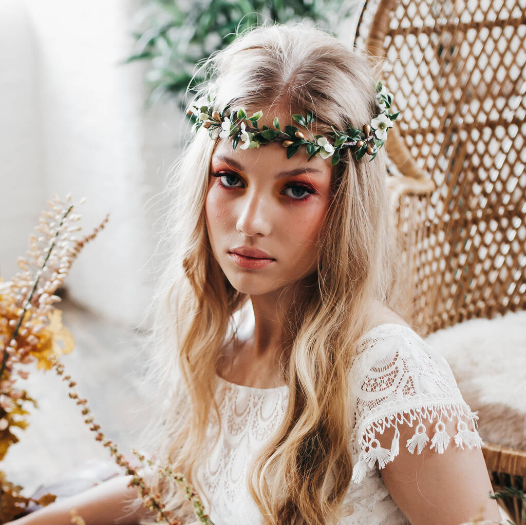 Emilia Wax Flower Wedding Crown Headband