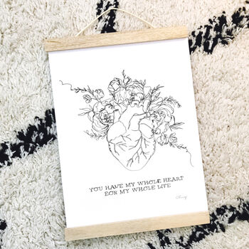 My Whole Heart Line Drawing Print, 3 of 3