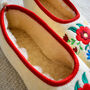 Cream Folk Wool Ballerina Slippers With Wool Lining, thumbnail 3 of 8