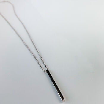 Sterling Silver Simple Bar Pendant Necklace, 3 of 4