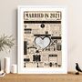 Married In 2021 Map Print, Personalised 5th Wood Anniversary Gift, thumbnail 3 of 12