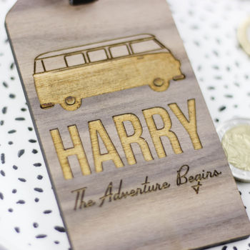 Personalised Wooden Campervan Luggage Tag Travel Gift, 2 of 2