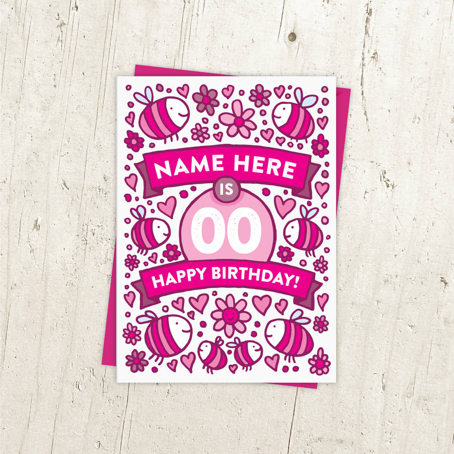 Personalised Bees Illustrated 18th Birthday Card By A Is For Alphabet 