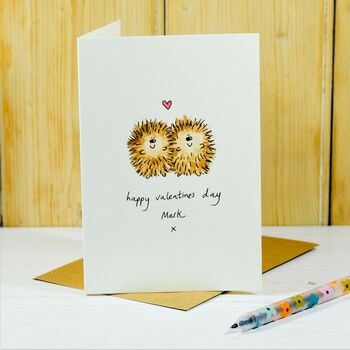 Personalised Hedgehogs In Love Handmade Card, 2 of 6