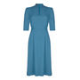 Peggy Day Dress In Petrol Blue Moss Crepe, thumbnail 2 of 3