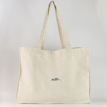 Wave Embroidered Beach Bag, 6 of 8