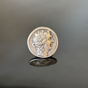 Roman Style Silver Disc Adjustable Ring, 3 of 8
