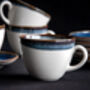 Navy Set Of Six Handmade Porcelain Tea Cup With Saucer, thumbnail 2 of 11