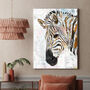 Textured Modern Abstract Animal Art Zebra Gold White Print, thumbnail 3 of 7