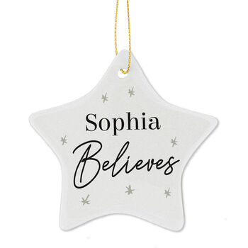 Believes Christmas Personalised Star Tree Decoration, 2 of 3