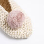 Mary Jane Pompom Slipper Knitting Kit, thumbnail 5 of 8
