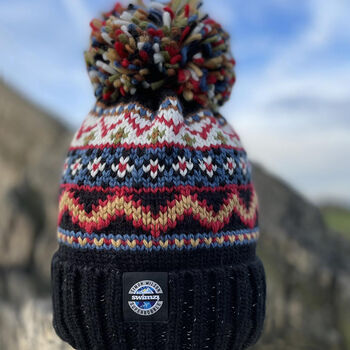 Simon Wilson Fairisle Knit Reflective Superbobble Hat, 3 of 3