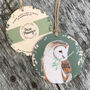 Barn Owl Wooden Christmas Bauble Hanging Decoration, thumbnail 4 of 5