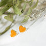 Small Heart Stud Earrings In Orange, thumbnail 1 of 2