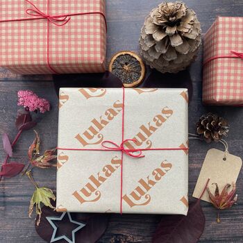 Retro Christmas Personalised Name Wrapping Paper Set, 7 of 10
