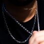 Mens Silver Rolo Link Chain Necklace Rhodium Plated Chain, thumbnail 4 of 11