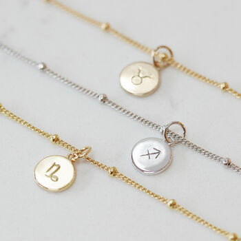 Zodiac Sign Anklet In Silver Or Gold Vermeil, 2 of 9