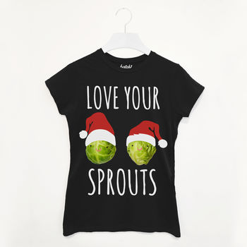 Love Your Sprouts Womens Christmas T Shirt, 3 of 3