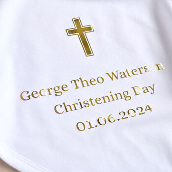 Personalised White Cotton Christening Blanket, 4 of 6